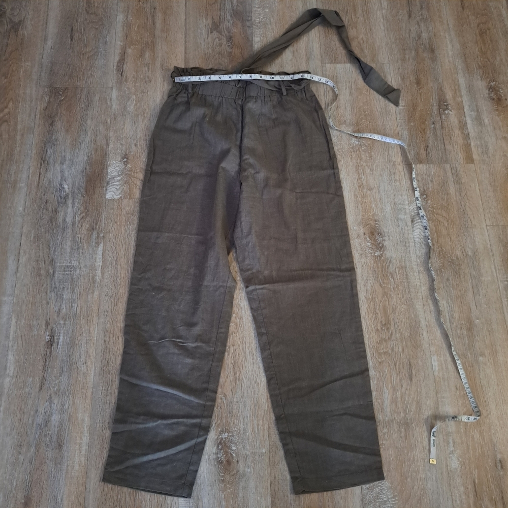 SHEIN Paperbag Waist Trousers Olive Green Brown Size 6 NWOT - Picture 5 of 12